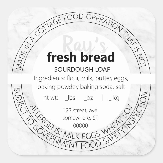 Sticker Étiquette simple en marbre (Devant)