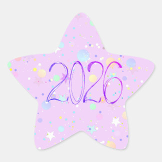 Sticker Étoile 2026 numéro nouvel an rose violet mignon