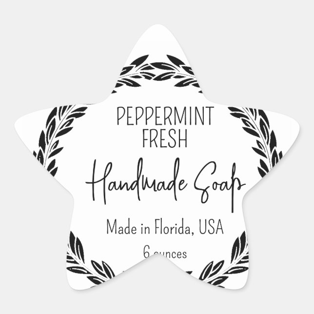 Sticker Étoile 3 Designs Custom Modern Leaf Border Waterproof (Devant)