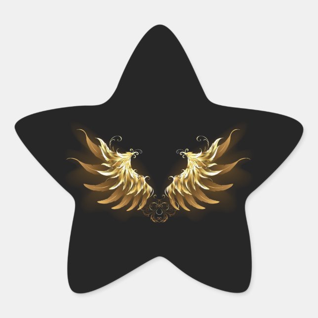 Sticker Étoile Ailes d'Ange d'or sur arrière - plan noir (Devant)