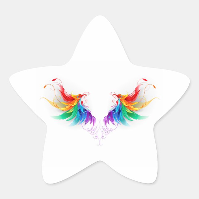 Sticker Étoile Ailes fluffy arc-en-ciel (Devant)