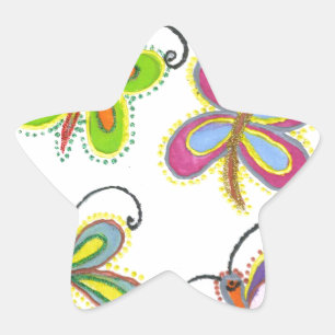 Sticker Étoile Ailes Whimsical : Belle conception à thème papillo