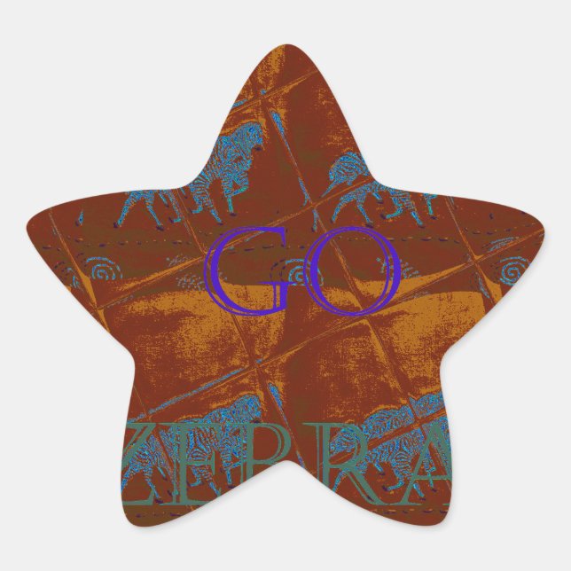 Sticker Étoile Allez Zebra Safari Art Imprimer/Graphique (Devant)