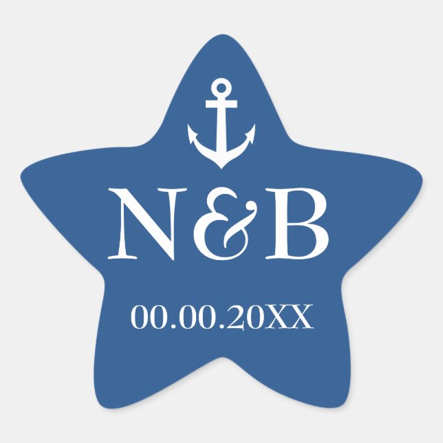 Sticker Étoile Ancrage nautique monogramme de faveur de mariage a (Devant)