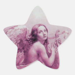 STICKER ÉTOILE ANGE JOUER LYRA SUR LES NUAGES