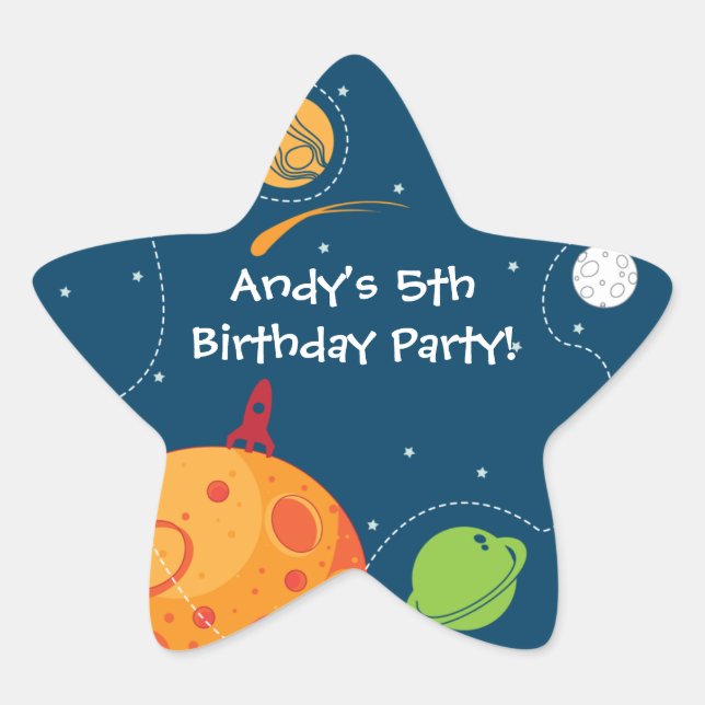 Sticker Étoile Anniversaire de l'astronaute spatial Favoriser l'a (Devant)