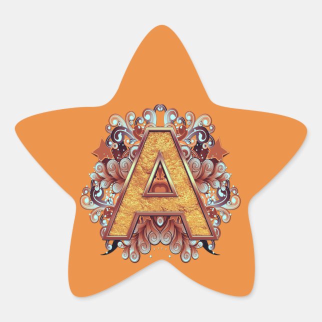 Sticker Étoile Anniversaire - Monogramme majuscule -lettre A (Devant)