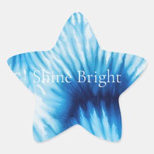 Sticker Étoile Aqua Blue White Tie Dye