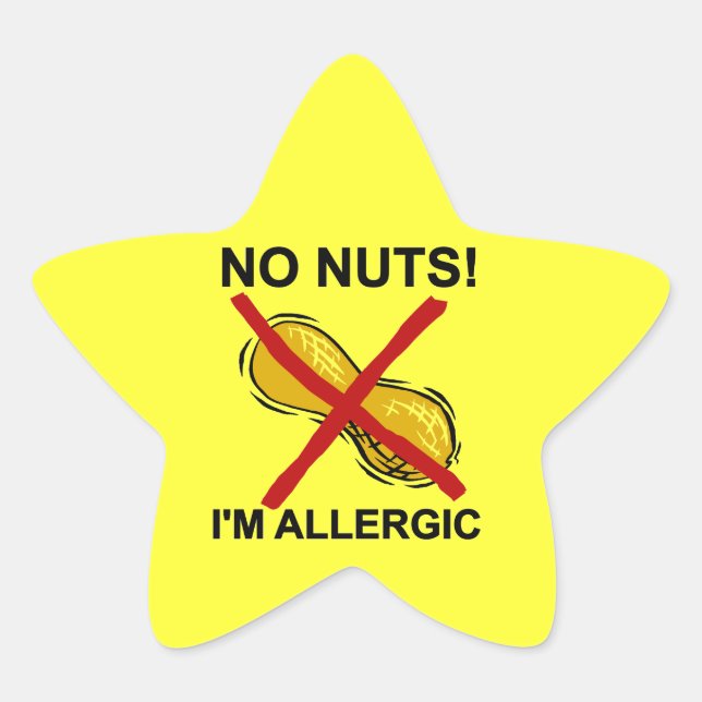 Sticker Étoile Arachide NO Nuts Je suis Allergique (Devant)