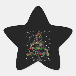 Sticker Étoile Arbre De Noël Doberman Couvert De Lampe De Feu