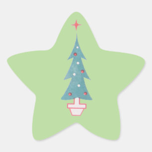 Sticker Étoile Arbre de Noël Vintage 1950 Art Star