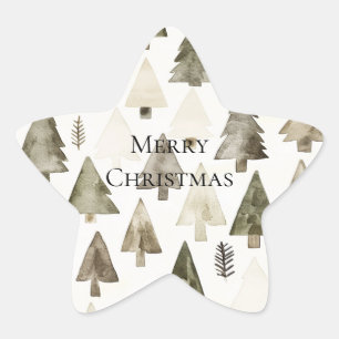 Sticker Étoile Arbres de Noël vert olive