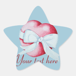 Sticker Étoile arc blanc romantique noué autour du coeur rouge