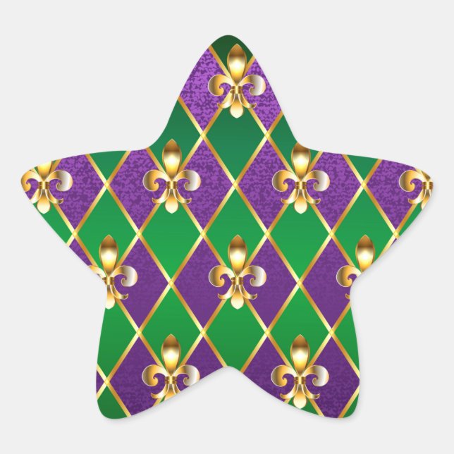 Sticker Étoile Arrière - plan de bijoux Mardi Gras (Devant)