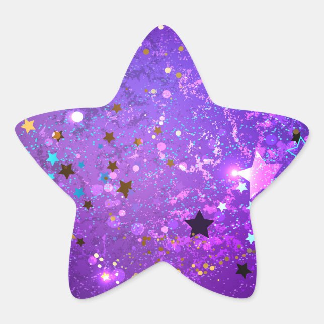 Sticker Étoile Arrière - plan de feuille violet avec étoiles (Devant)
