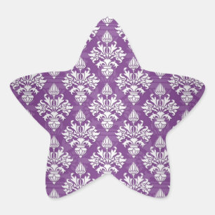 Sticker Étoile Artichaut violet et blanc à motif damassé