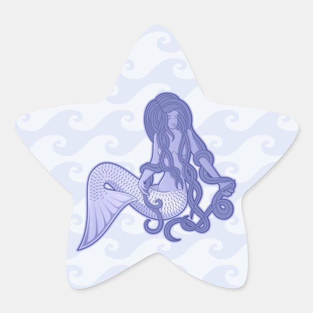 Sticker Étoile Assis Mermaid bleu (Devant)