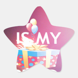 Sticker Étoile Aujourd'hui est mon art d'anniversaire