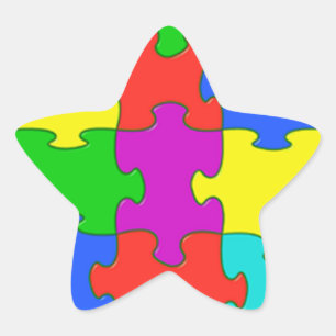 Sticker Étoile Autisme puzzle amour