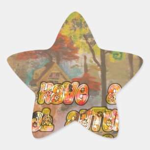 Sticker Étoile Avoir un Cool Saison d'automne Art Vintage Imprime