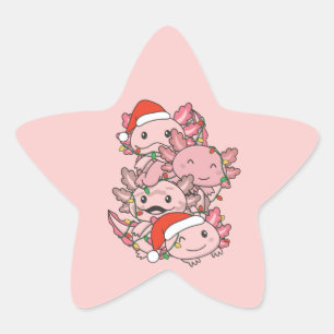 Sticker Étoile Axolotl Arbre de Noël Animaux de Noël Axolotls