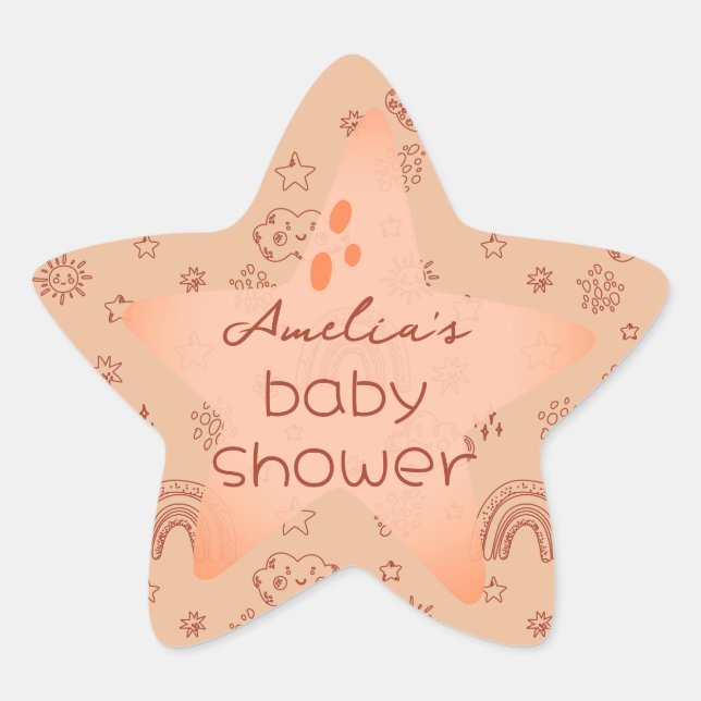 Sticker Étoile Baby shower Boho Peachy Météo (Devant)