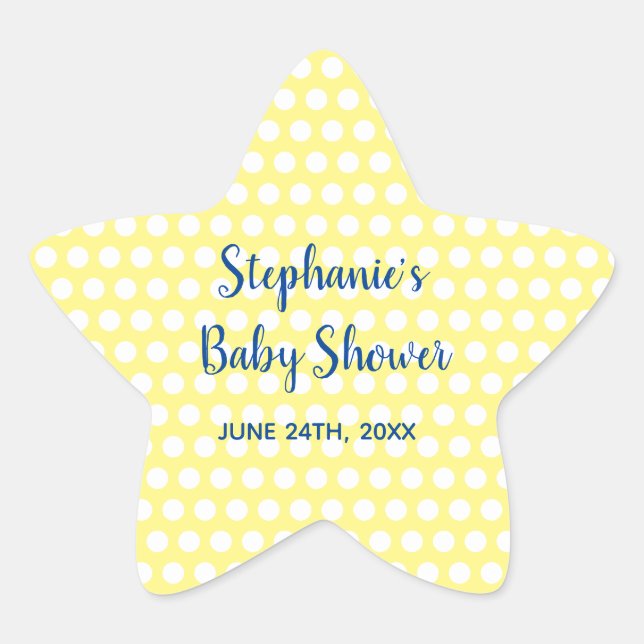 Sticker Étoile Baby shower garçon Pois jaune bleu  garçon (Devant)