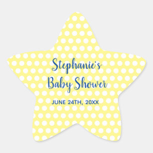 Sticker Étoile Baby shower garçon Pois jaune bleu garçon