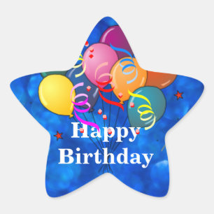 Sticker Étoile Ballons de fête "Joyeux Anniversaire,"