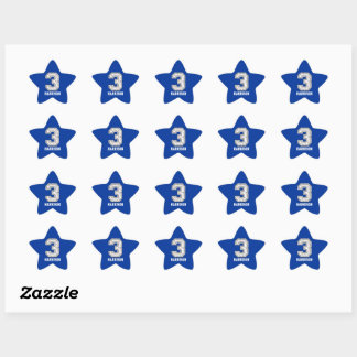 Sticker Étoile Baseball personnalisé Numéro 3