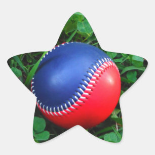 Sticker Étoile Baseball Rouge et Bleu avec Stitch Blanc