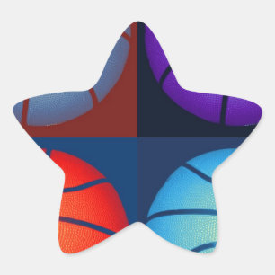 Sticker Étoile Basket-ball Art Pop Quatre Couleurs