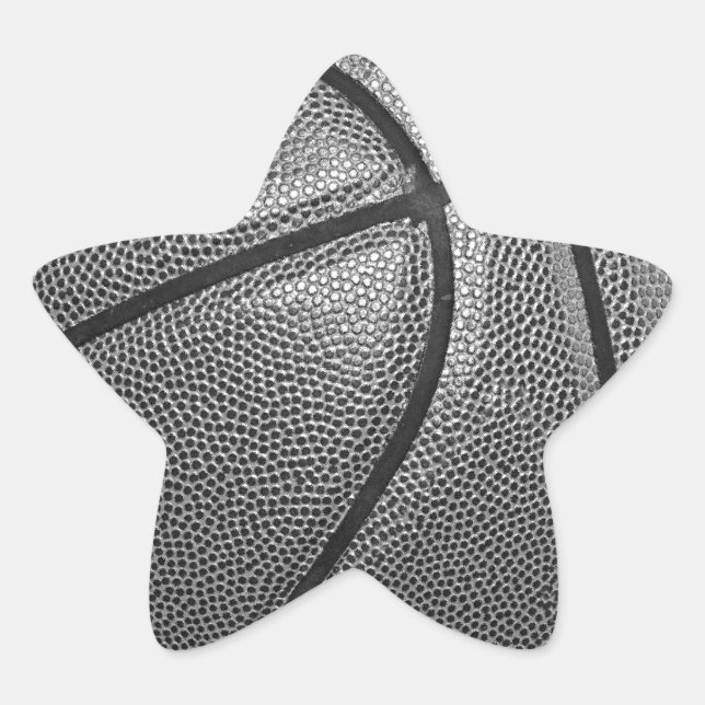 Sticker Étoile Basket-ball en niveaux de gris (Devant)