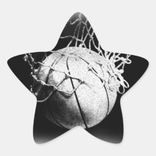 Sticker Étoile Basket-ball noir et blanc