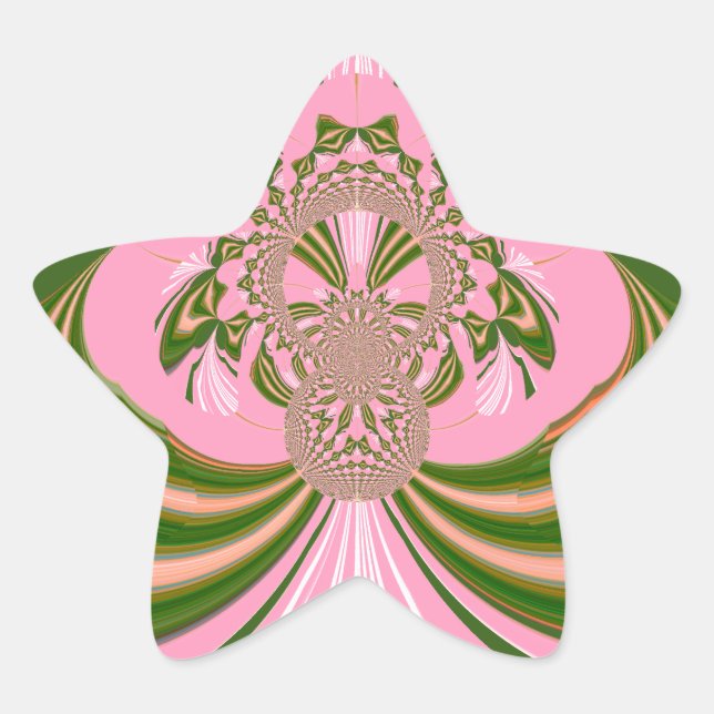 Sticker Étoile Beau bébé rose vert et blanc Kaleidoscope (Devant)