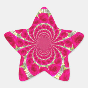Sticker Étoile Beau Extraordinaire Roses rouges Motif Kaleidoscop