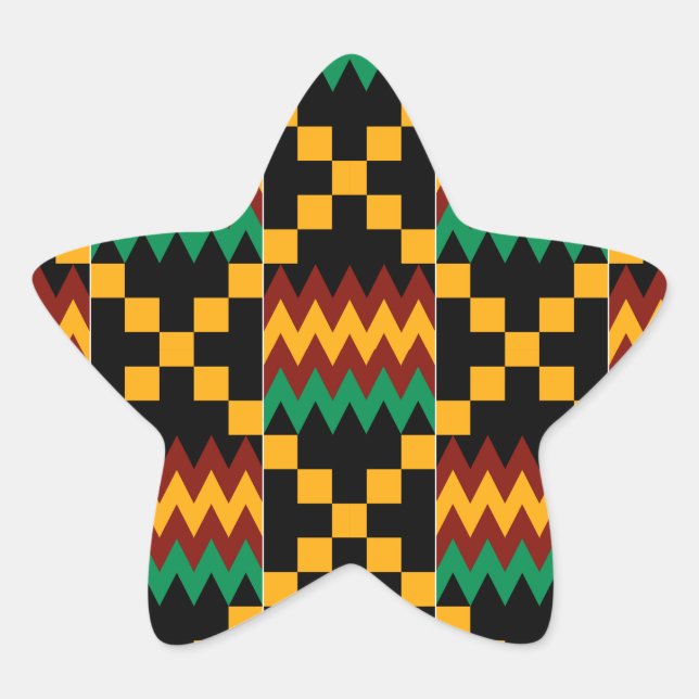 Sticker Étoile Black, Green, Red, et Yellow Kente Cloth (Devant)