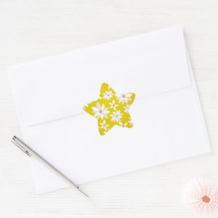 Sticker Étoile Blanc Poinsettias Rouge Accents brillant Jaune dor