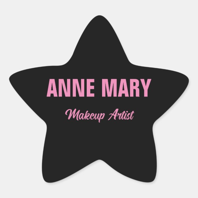 Sticker Étoile Blush Rose Noir Nom Entreprise Artiste Maquillage (Devant)