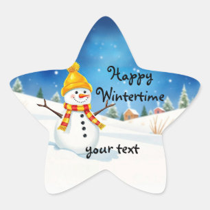 Sticker Étoile Bonhomme de neige joyeux