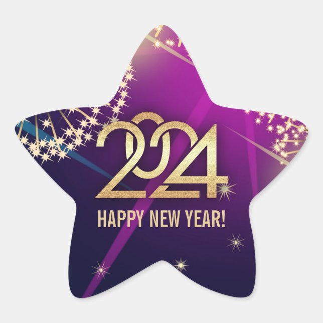 Sticker Étoile Bonne année 2024. Feux (Devant)