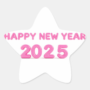 Sticker Étoile Bonne année 2025 arrière - plan transparent