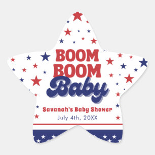 Sticker Étoile Boom Boom Baby 4 juillet Baby shower patriotique