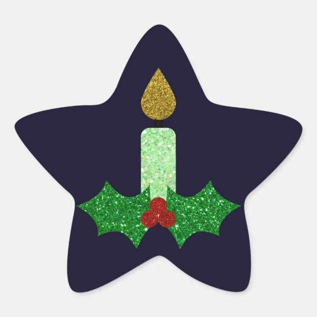 Sticker Étoile Bougie de Noël parties scintillant (Devant)