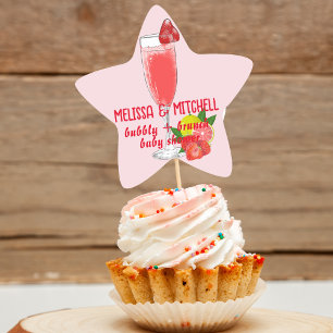 Sticker Étoile Bubbly et brunch baby shower cupcake toppers