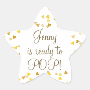 Sticker Étoile Cadeau de Baby Shower Golden Hearts Elle est Prête