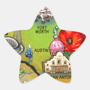 Sticker Étoile Carte du dessin animé Georgetown Texas