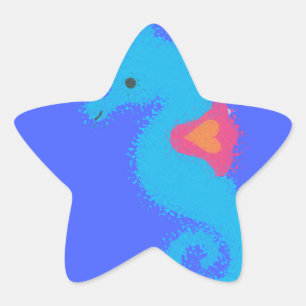 Sticker Étoile Carton bleu Seahorse
