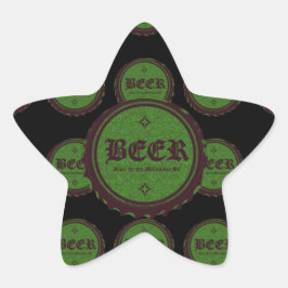 Sticker Étoile Casquette de bouteille de bière vert,