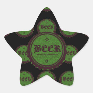 Sticker Étoile Casquette de bouteille de bière vert,